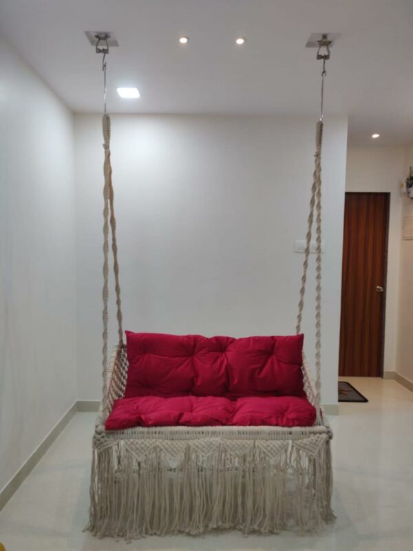 2 Seater Strong Macrame Indoor Swing Chair for Adults with Mattress