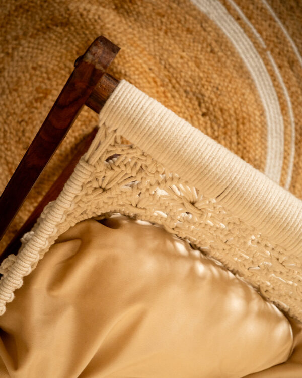 Handmade Macrame Wooden Baby Cradle
