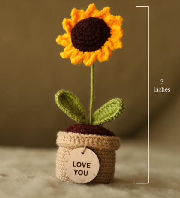 Handcrafted Crochet Sunflower in Pot – “Love You”