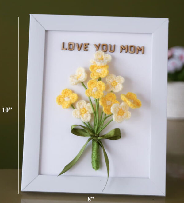 Handcrafted Crochet Flower Frame – “Love You Mom”