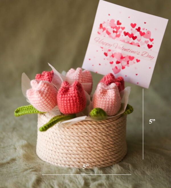Handmade Crochet Tulip Bouquet – Happy Valentine’s Day