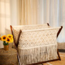 Handmade Macrame Wooden Baby Cradle