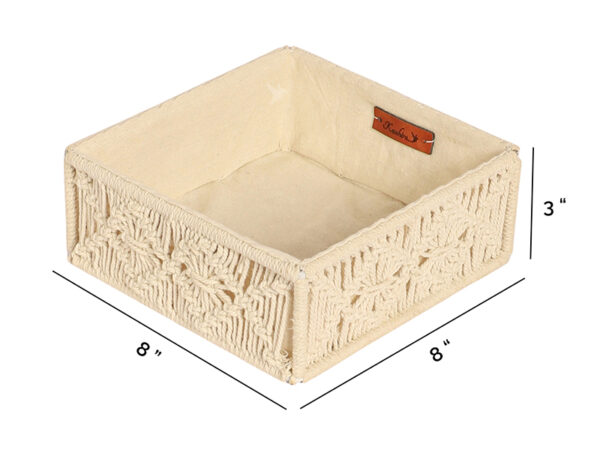 Kaahira Macrame Hamper Gift Basket – Handmade Boho Hamper for Festivals, Weddings, Baby Showers, Housewarming | Decorative Organizer for Storage & Gifting - Ivory