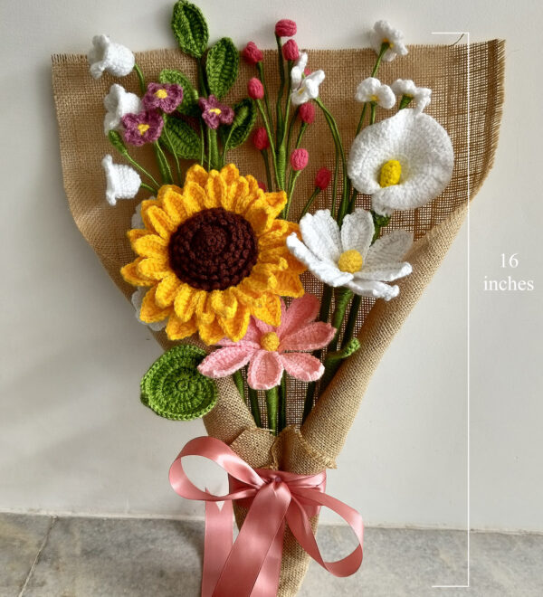 Handcrafted Crochet Flower Bouquet – Multicolor