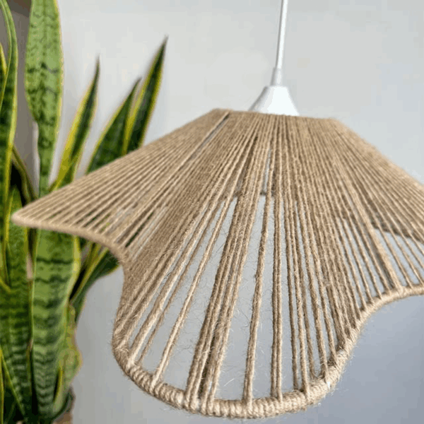 Wavy Edge Cotton Pendant Lamp – Natural Brown