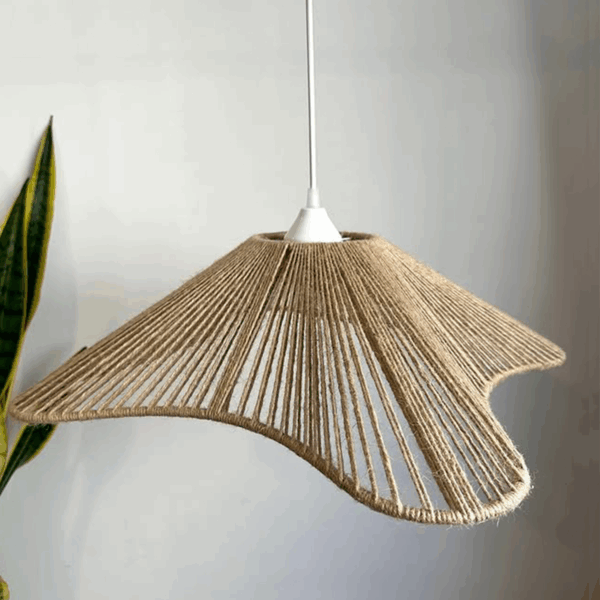 Wavy Edge Cotton Pendant Lamp – Natural Brown