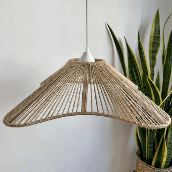 Wavy Edge Cotton Pendant Lamp – Natural Brown