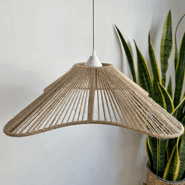 Wavy Edge Cotton Pendant Lamp – Natural Brown