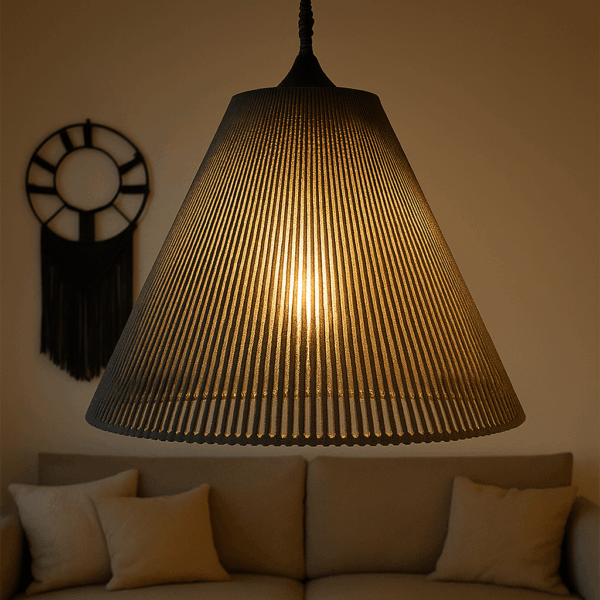 Classic Cone Cotton Pendant Lamp – Natural Grey