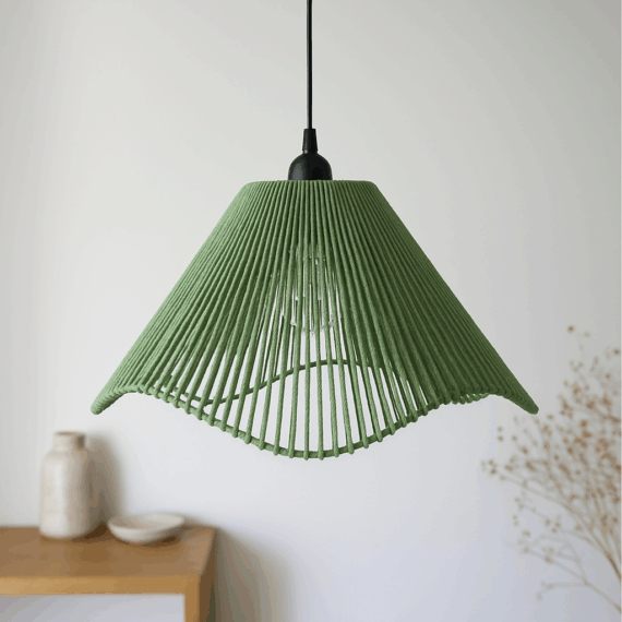 Dome-Shaped Handwoven Cotton Pendant Lamp