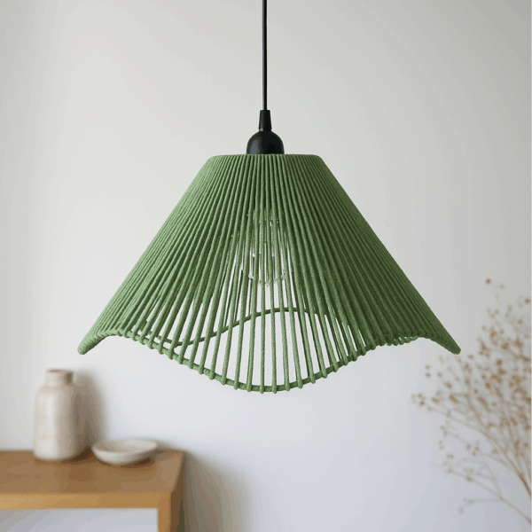 Dome-Shaped Handwoven Cotton Pendant Lamp