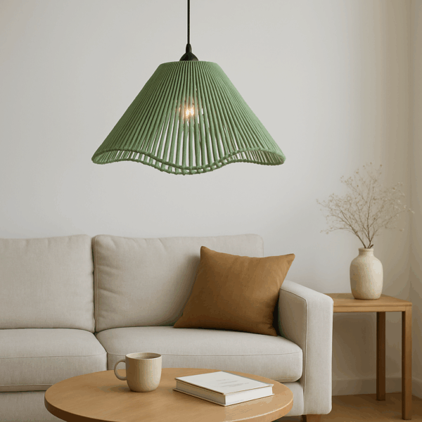 Dome-Shaped Handwoven Cotton Pendant Lamp