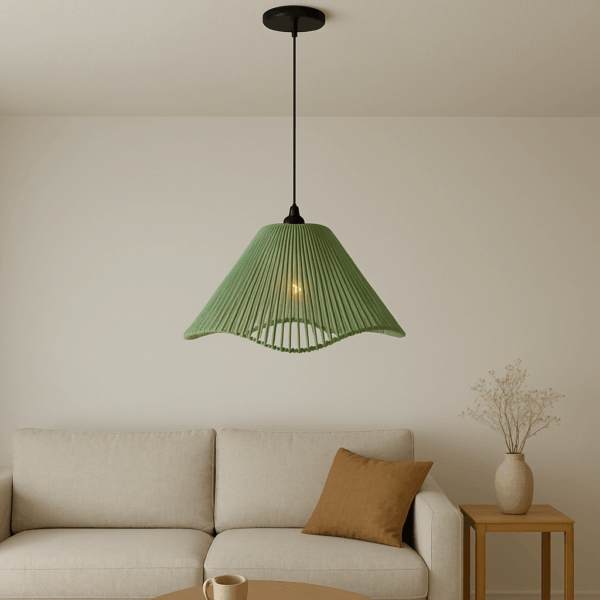 Dome-Shaped Handwoven Cotton Pendant Lamp