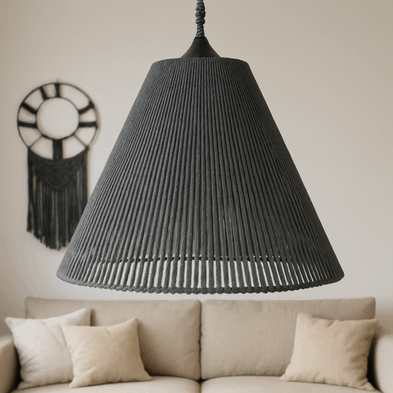 Classic Cone Cotton Pendant Lamp – Natural Grey