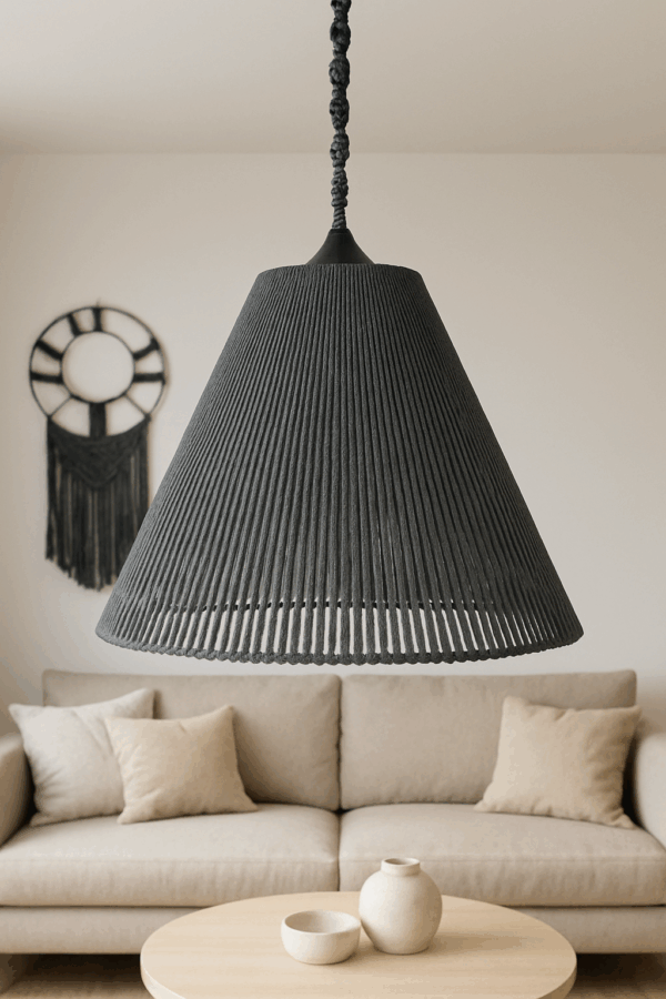 Classic Cone Cotton Pendant Lamp – Natural Grey