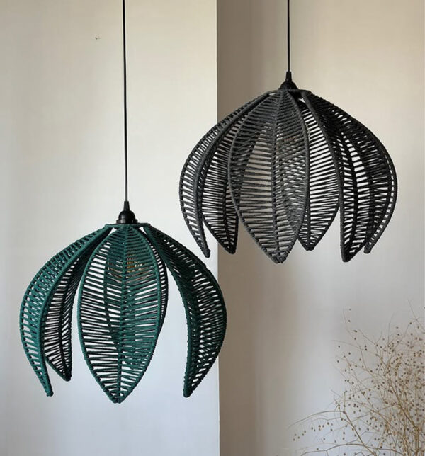 Leaf-Shaped Cotton Rope Pendant Lamp