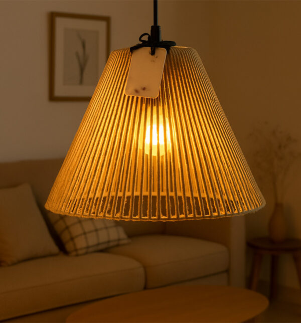 Classic Cone Cotton Pendant Lamp – Natural Beige