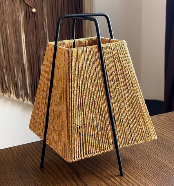 Handwoven Cotton Rope Table Lamp – Tapered Square Design