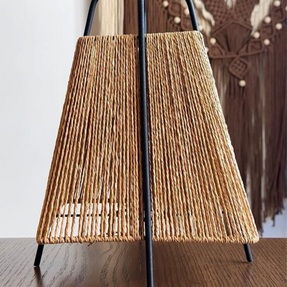 Handwoven Cotton Rope Table Lamp – Tapered Square Design
