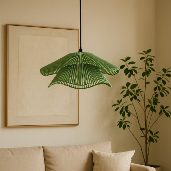 Double Bloom Cotton Rope Pendant Lamp – Handwoven Sculptural Light