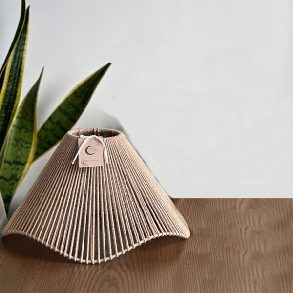 Handwoven Beige Cotton Pendant Lamp – Wave Dome