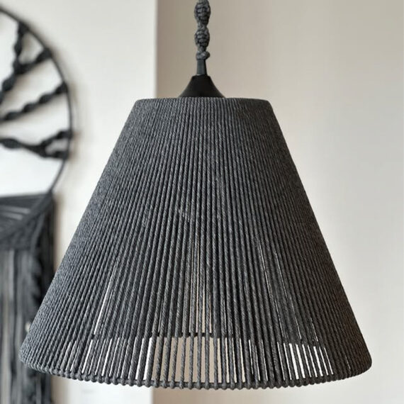 Classic Cone Cotton Pendant Lamp – Natural Grey