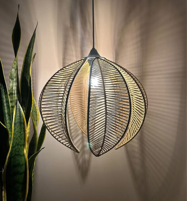 Leaf-Shaped Cotton Rope Pendant Lamp