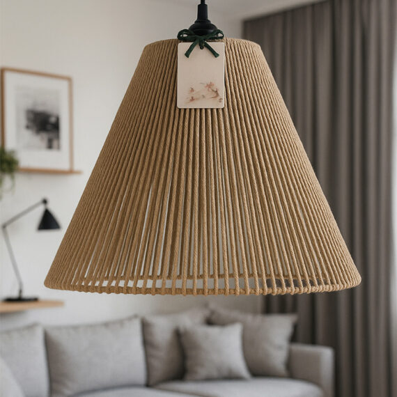Classic Cone Cotton Pendant Lamp – Natural Beige
