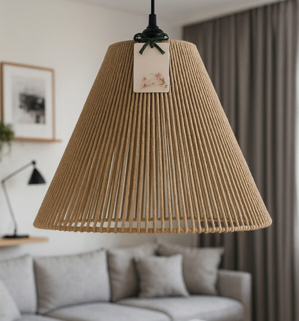 Classic Cone Cotton Pendant Lamp – Natural Beige