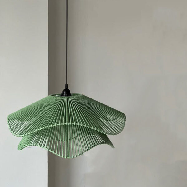 Double Bloom Cotton Rope Pendant Lamp – Handwoven Sculptural Light