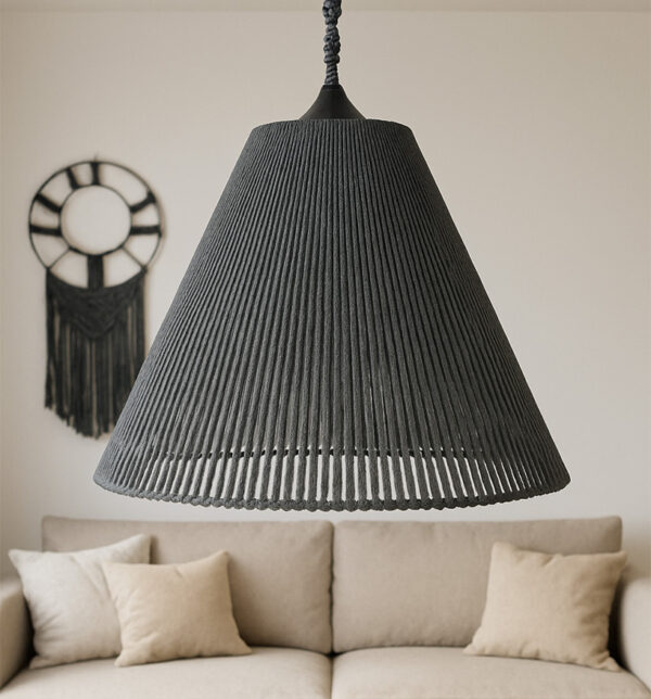 Classic Cone Cotton Pendant Lamp – Natural Grey