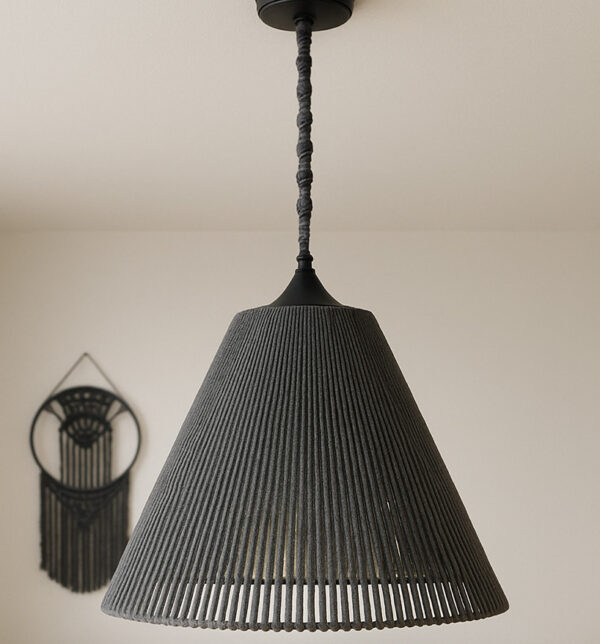 Classic Cone Cotton Pendant Lamp – Natural Grey