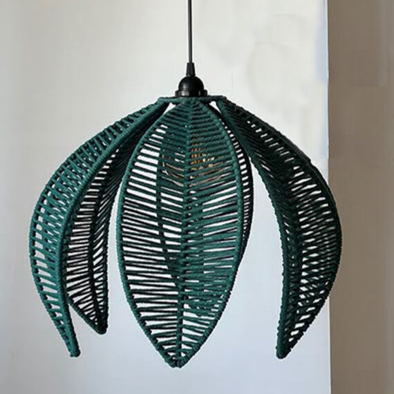 Leaf-Shaped Cotton Rope Pendant Lamp