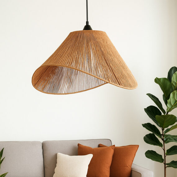 Asymmetrical Woven Cotton Rope Pendant Lamp