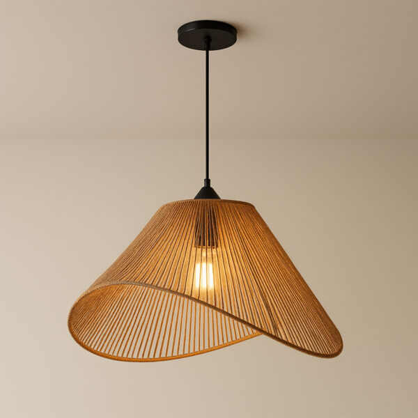 Asymmetrical Woven Cotton Rope Pendant Lamp