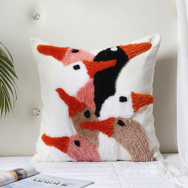 Kaahira Hand-Tufted Swans Cushion Cover