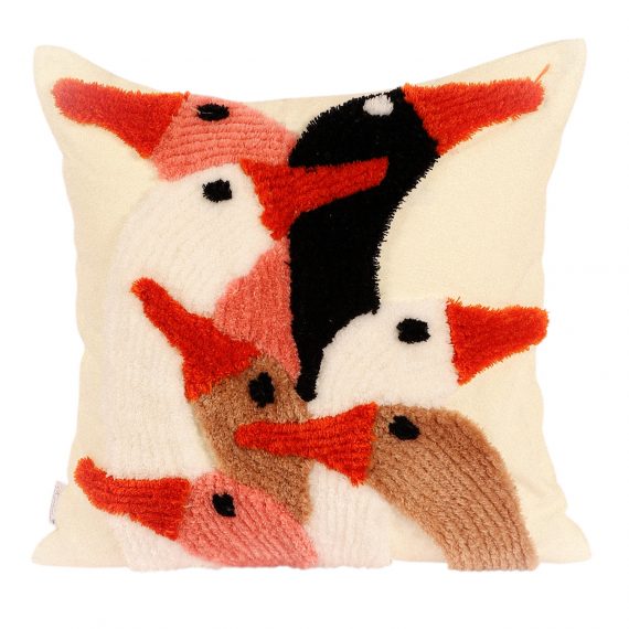 Kaahira Hand-Tufted Swans Cushion Cover