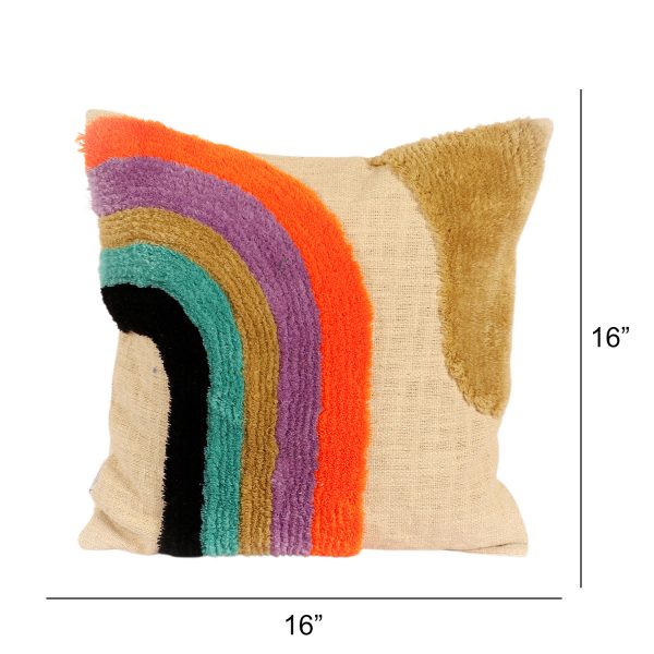 Kaahira Boho Rainbow Tufted Cushion Cover