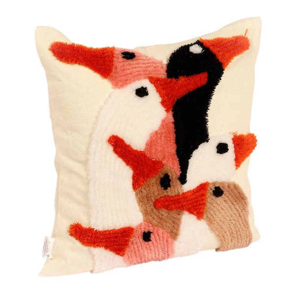 Kaahira Hand-Tufted Swans Cushion Cover