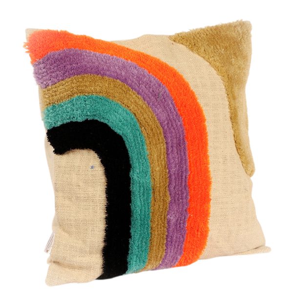 Kaahira Boho Rainbow Tufted Cushion Cover