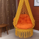 Macrame Canopy Swing Chair with Diamond Wave Pattern by Kaahira – Mustard Yellow